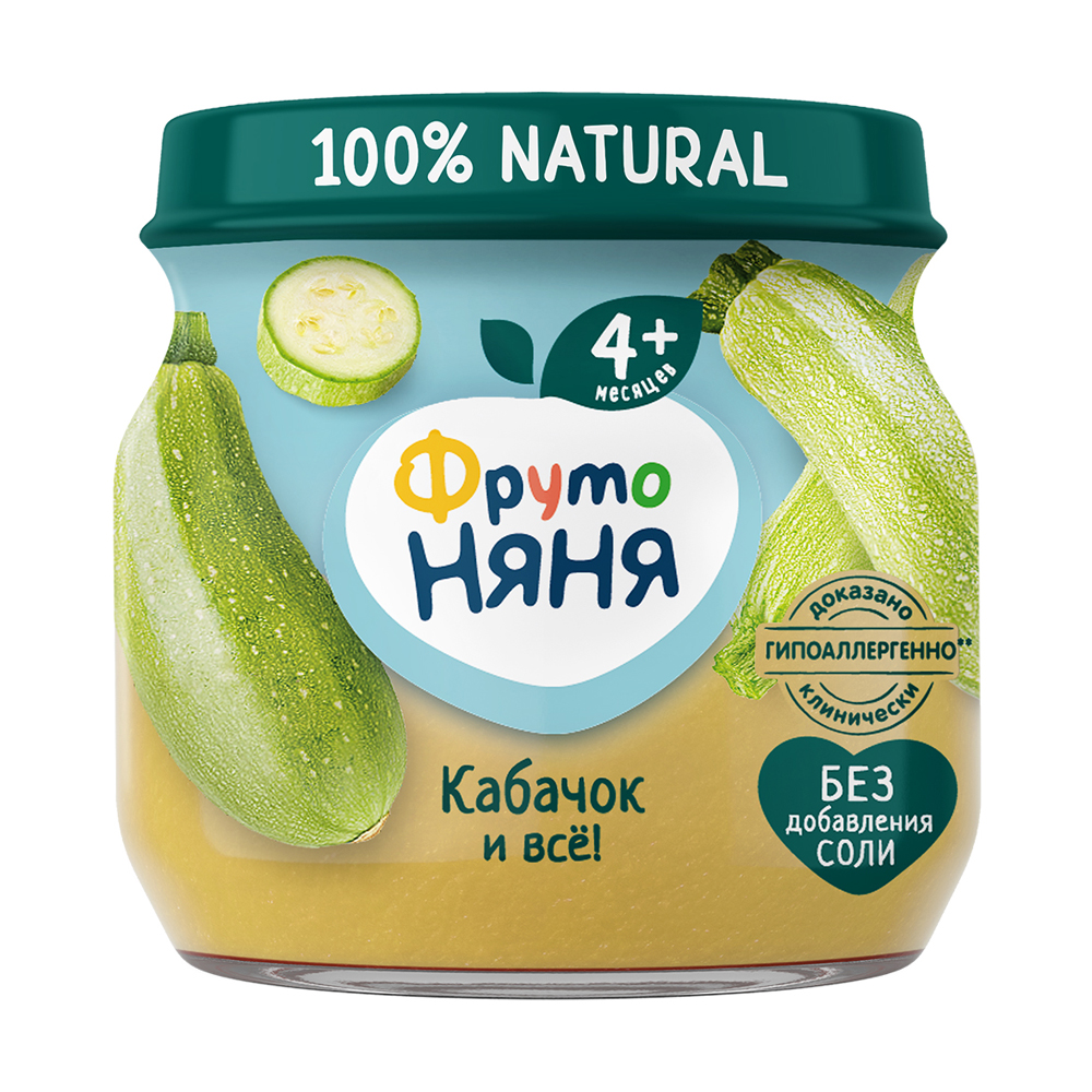 Изображение товара Пюре ФрутоНяня Кабачок 80 г - нежное овощное пюре для первого прикорма