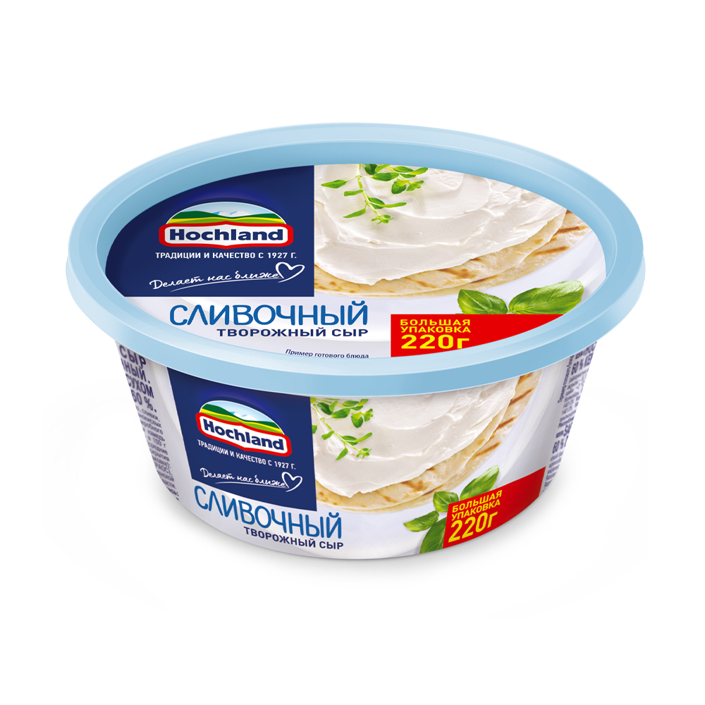 Изображение товара Сыр Творожный Hochland Сливочный 60% 220г