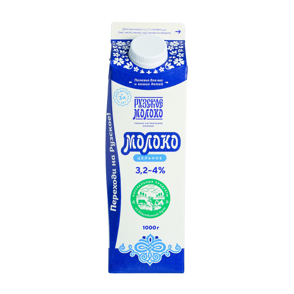 Изображение товара Молоко РУЗСКОЕ МОЛОКО Цельное 3, 2-4% 1 л