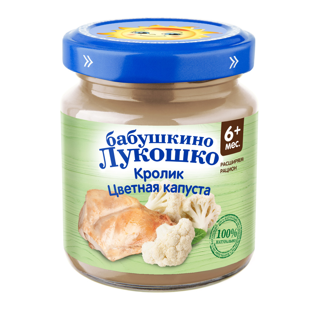Изображение товара Пюре Бабушкино Лукошко Цветная капуста с кроликом, 100 г