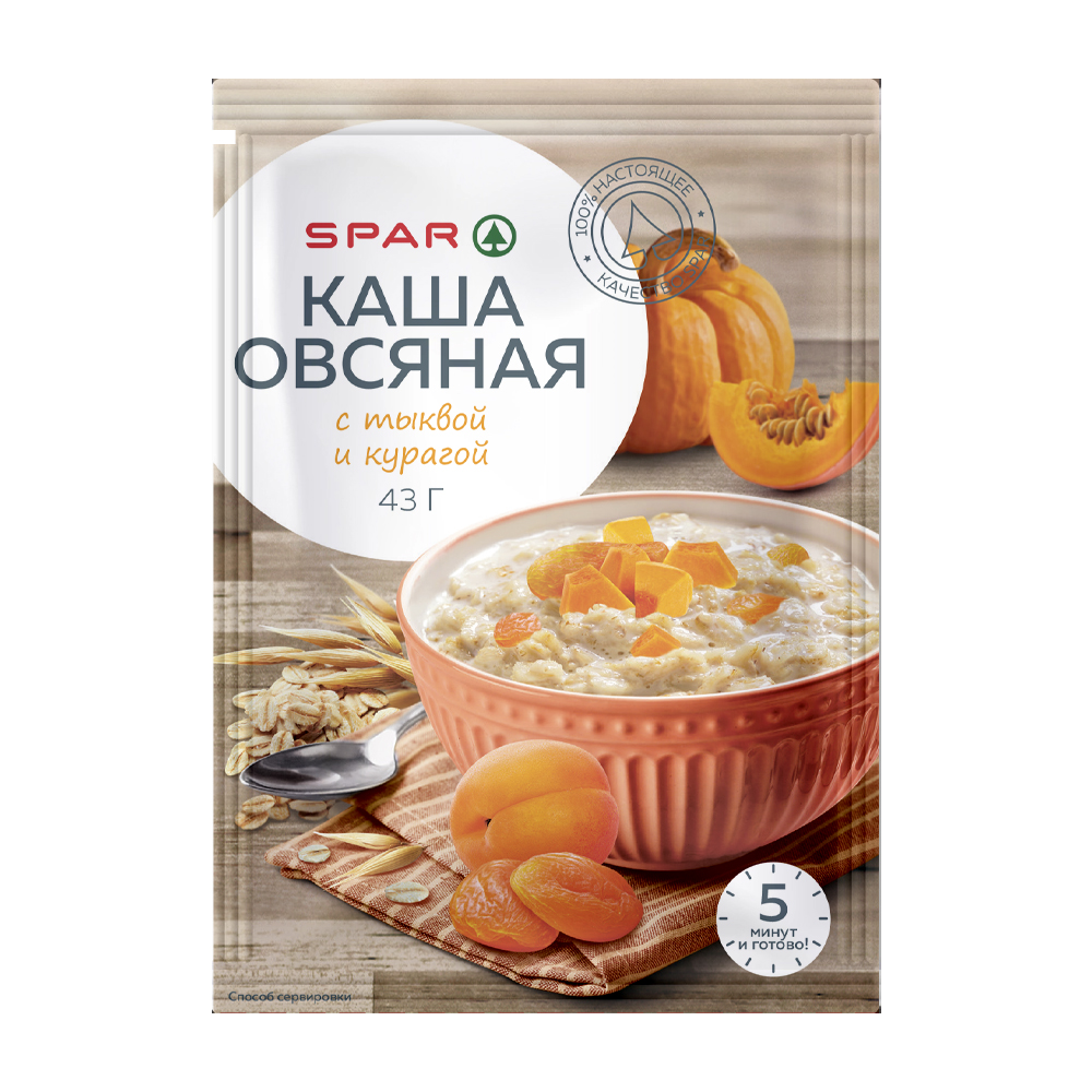Изображение товара Каша Овсяная SPAR с Тыквой и Курагой 43г