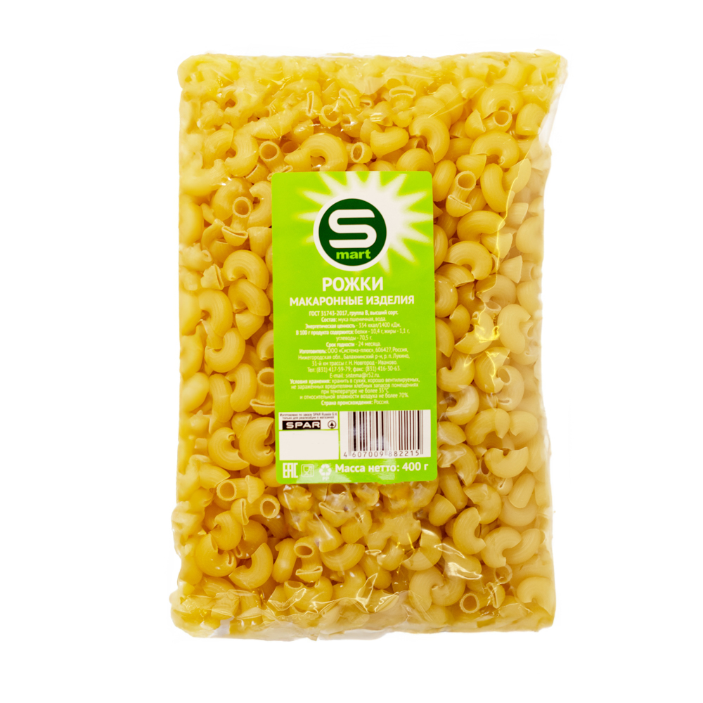 Изображение товара Макаронные Изделия Smart Рожки 400г