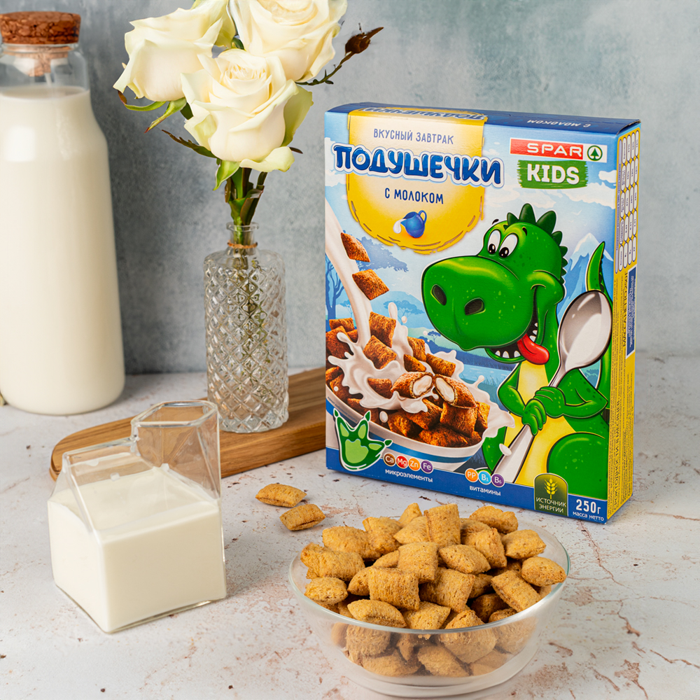 Изображение товара Подушечки SPAR с Молоком 250г - детский завтрак SPAR Kids