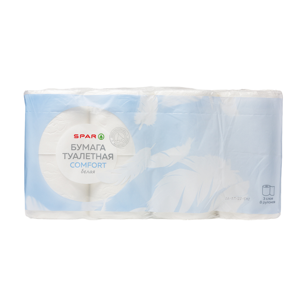 Изображение товара Туалетная Бумага SPAR Comfort Белая 3 Слоя 8 Рулонов