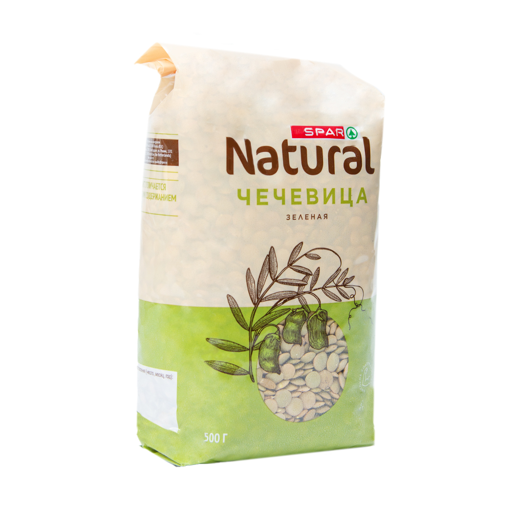 Изображение товара SPAR NATURAL Зеленая чечевица 0. 5 кг - качественная крупа