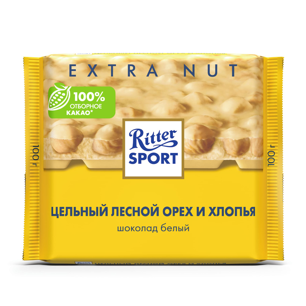 Изображение товара Шоколад Ritter Sport Белый Цельный Лесной Орех и Хлопья 100г