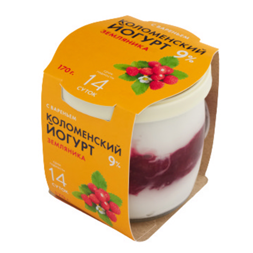 Изображение товара Йогурт Коломенский Земляника 5% 170г