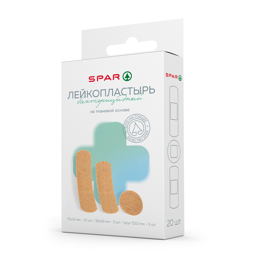 Изображение товара Лейкопластырь Бактерицидный SPAR на Тканевой Основе 20шт