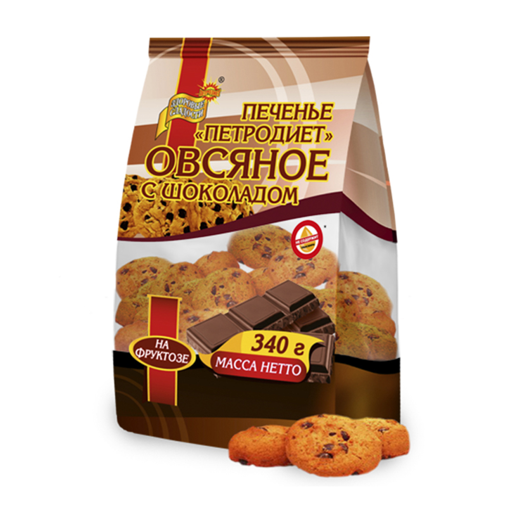 Изображение товара Печенье Петродиет Овсяное с Шоколадом на Фруктозе 340г