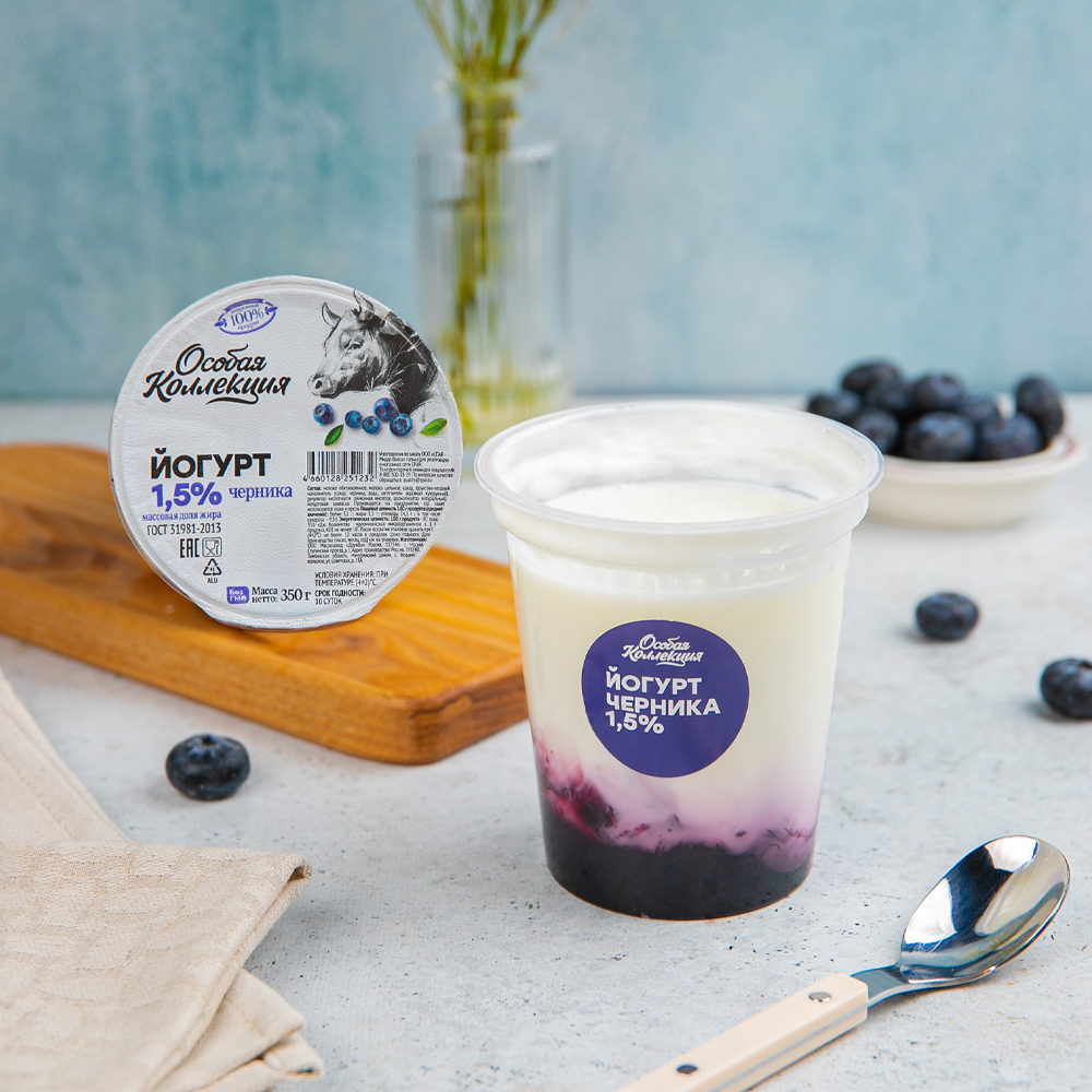 Изображение товара Йогурт Особая коллекция Черника 1,5% 350 г