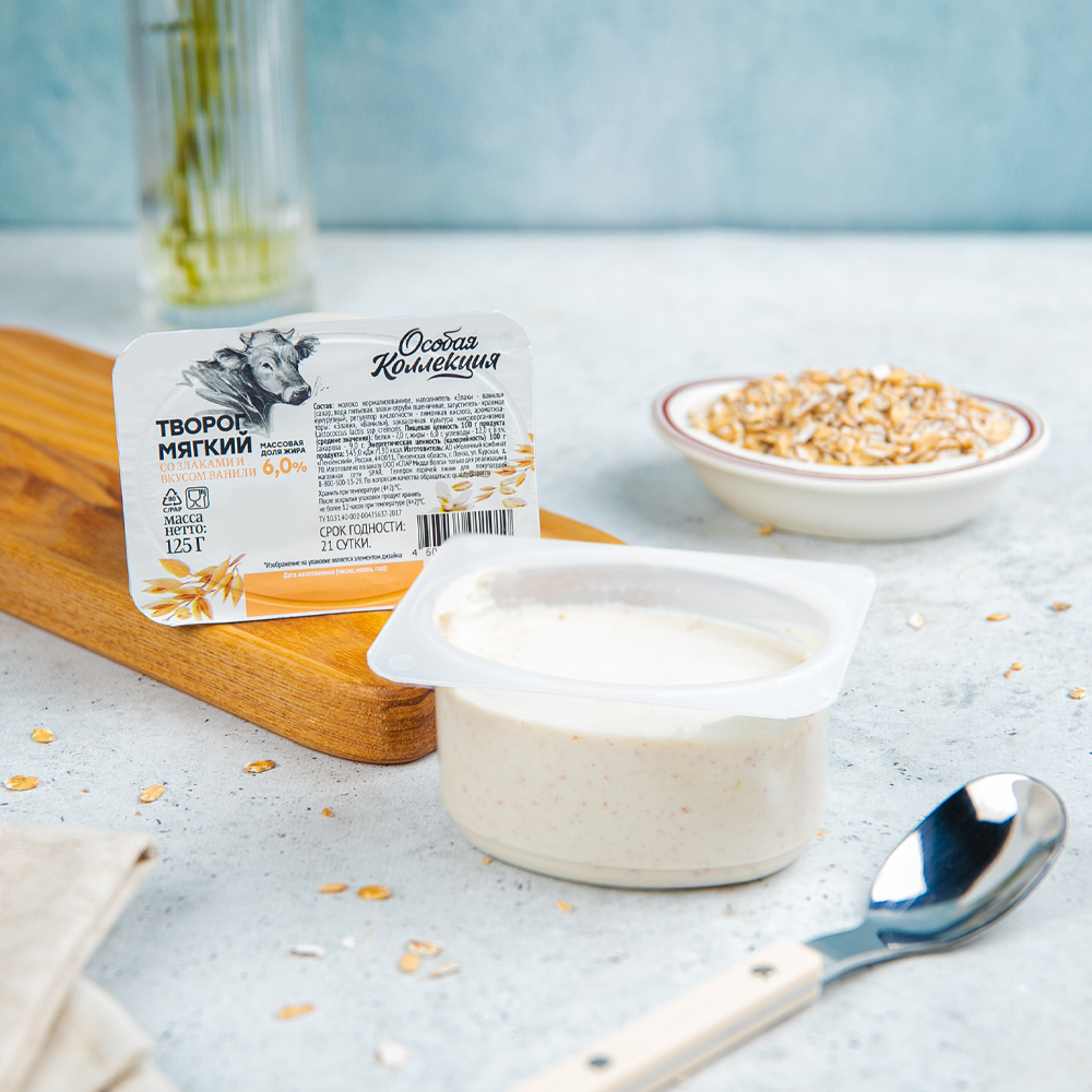 Изображение товара Творог Мягкий Злаки и Ваниль 6% 125 г