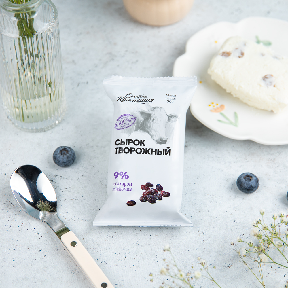 Изображение товара Сырок Творожный Особая Коллекция с Сахаром и Изюмом 9% 90г