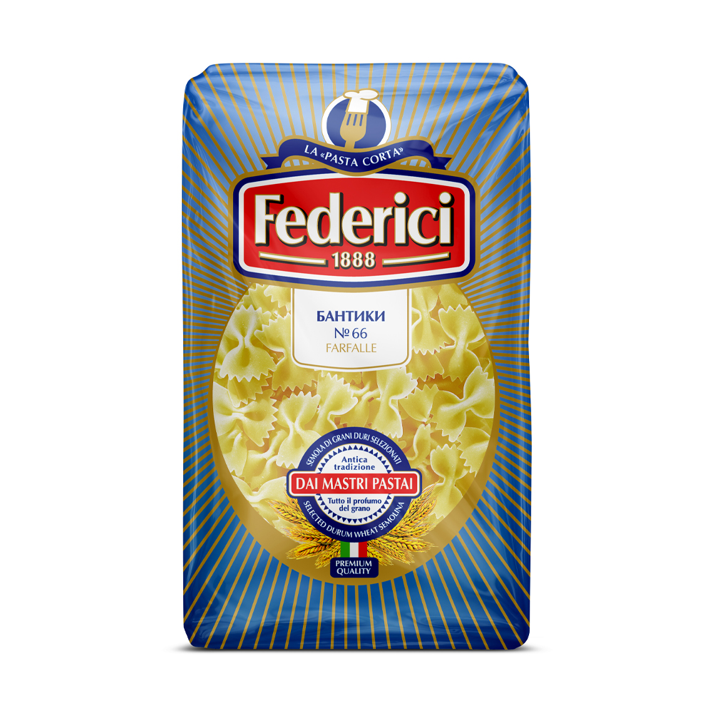 Изображение товара FEDERICI Бантики 400 г - макароны фигурные, бантики, глютен
