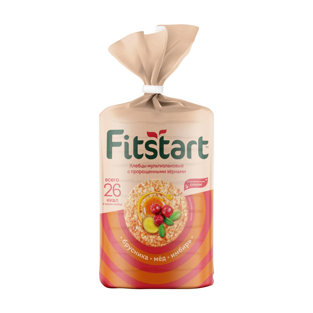 Изображение товара Fitstart Мультизлаковые Хлебцы Брусника Имбирь и Мёд 100 г