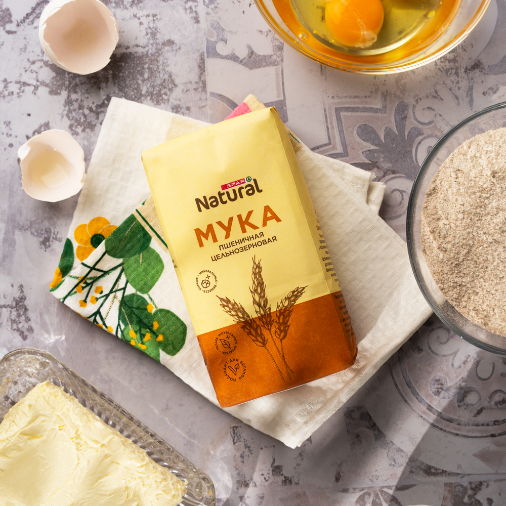 Изображение товара Мука Пшеничная SPAR NATURAL Цельнозерновая 500г