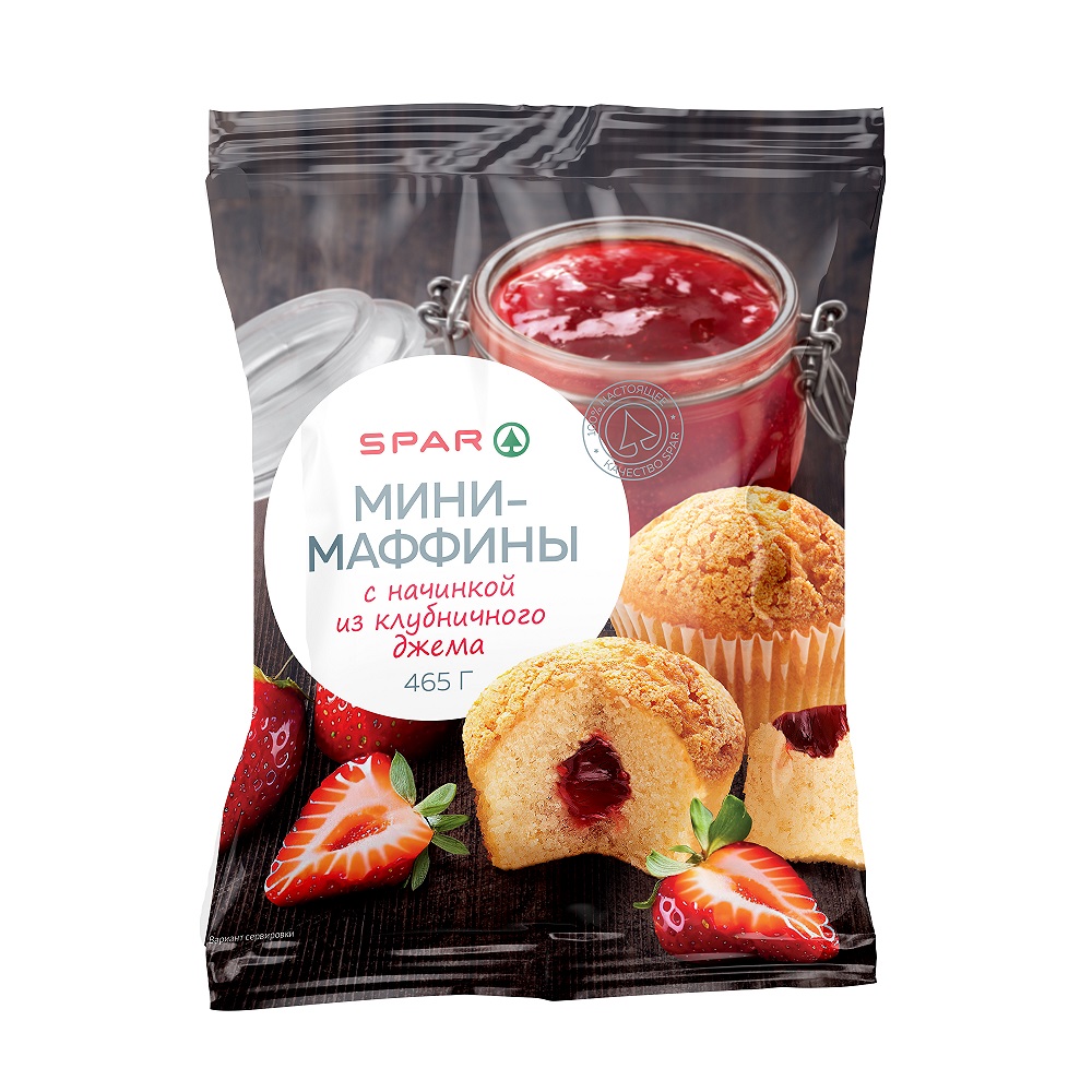 Изображение товара SPAR Мини-маффины с клубничным джемом 465 г