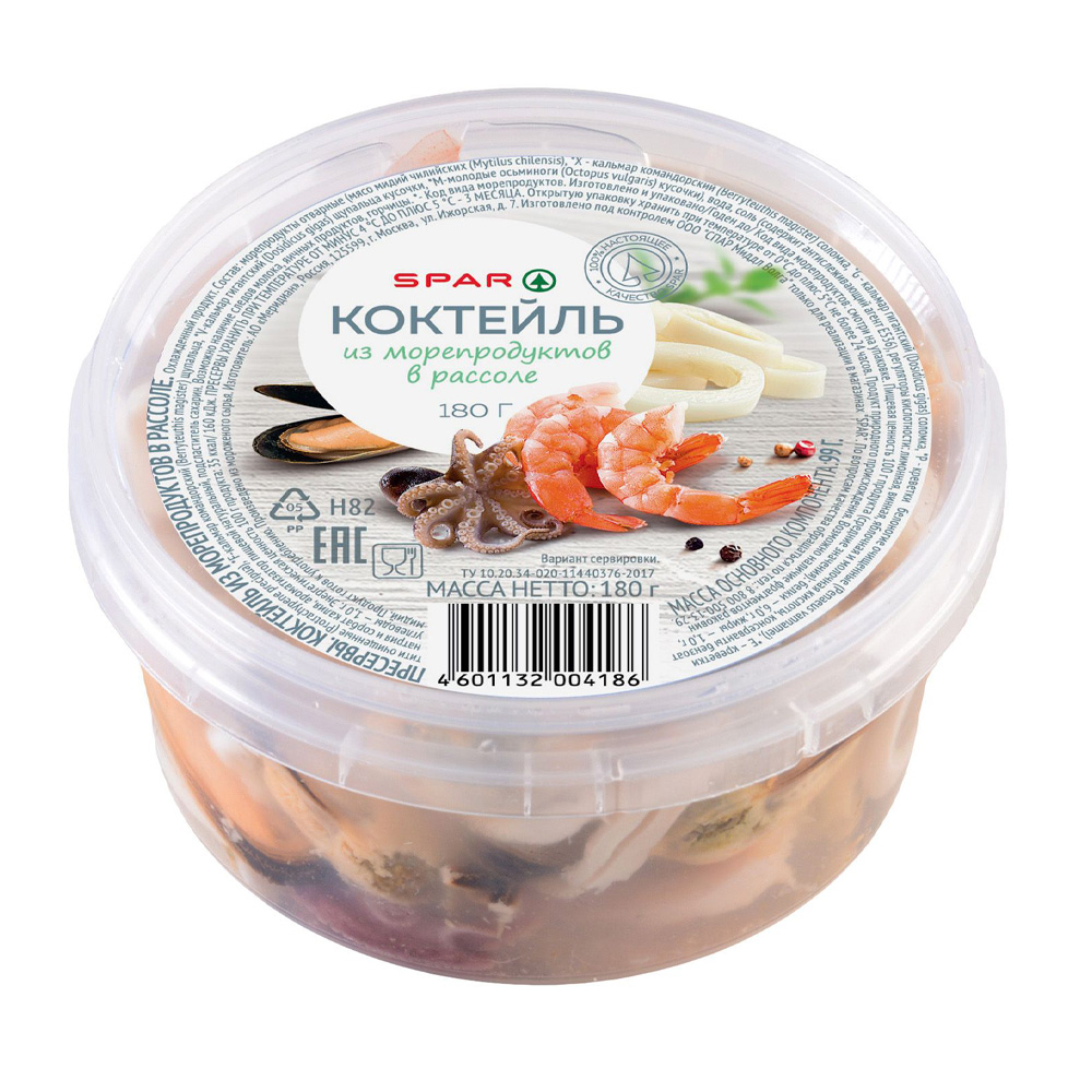 Изображение товара Коктейль из Морепродуктов SPAR в Рассоле 180г