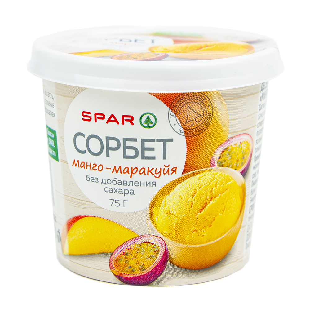 Изображение товара Сорбет SPAR Манго-Маракуйя без Добавления Сахара 75г