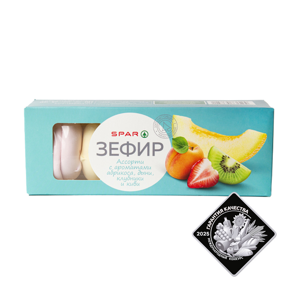 Изображение товара SPAR Зефир Ассорти Абрикос Дыня Клубника Киви 210 г