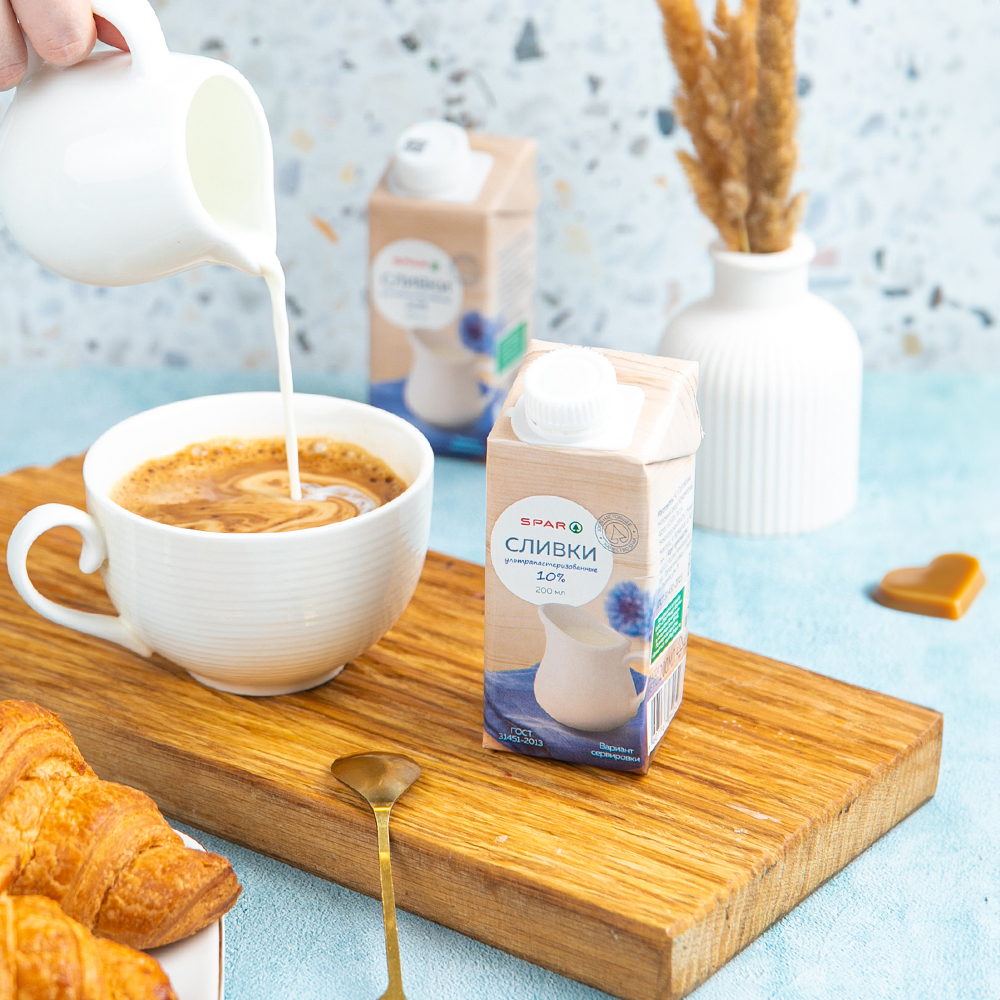 Изображение товара SPAR Сливки 10% ультрапастеризованные 200 мл с крышкой
