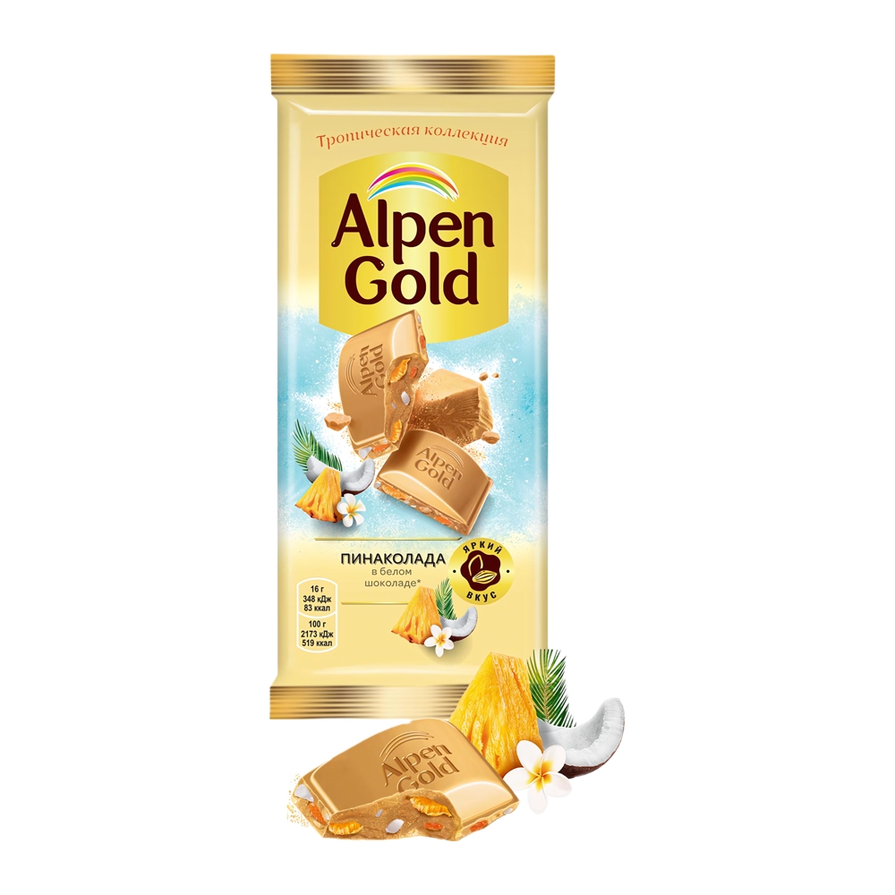 Изображение товара Шоколад Alpen Gold Пинаколада в Белом Шоколаде 80г