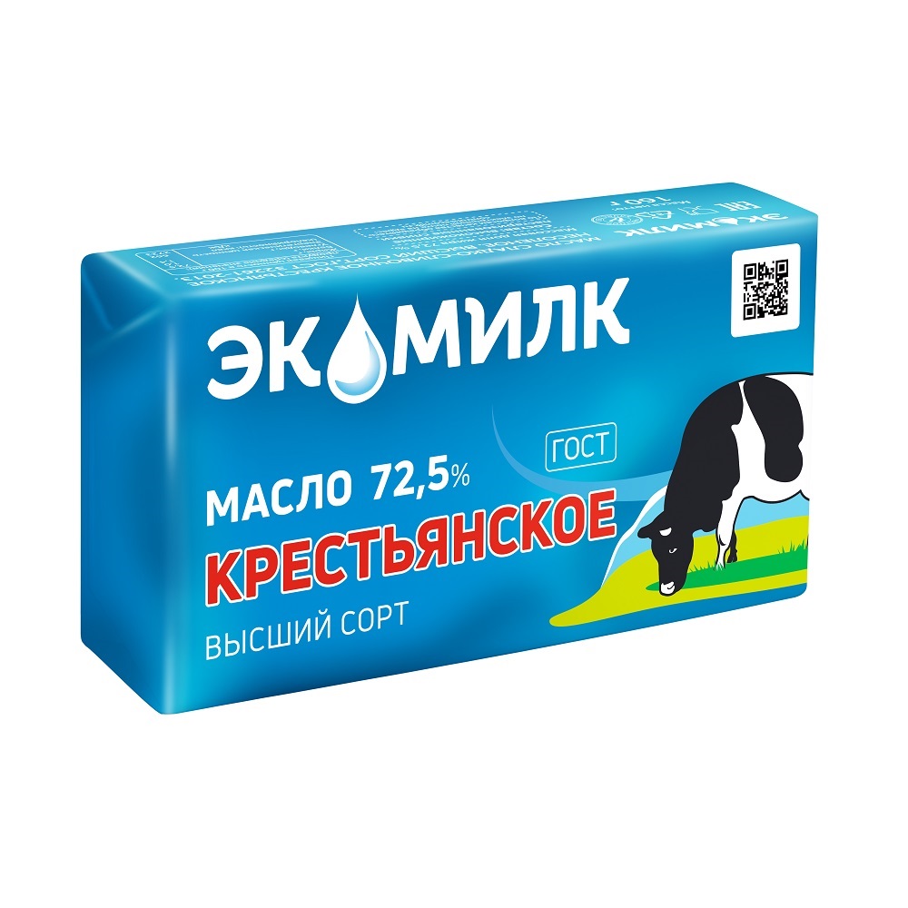 Изображение товара Масло Сливочное Экомилк Крестьянское 72,5% 160г