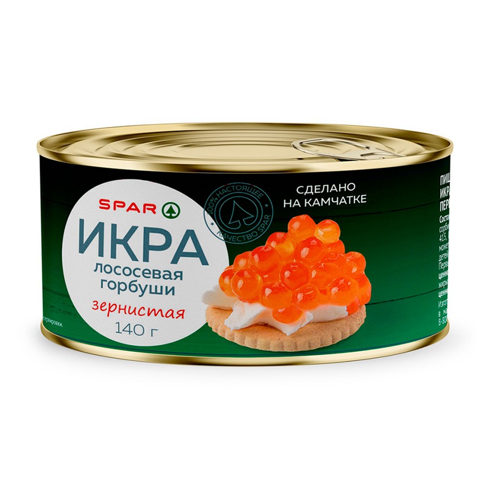 Изображение товара Икра Лососевая Горбуши SPAR Зернистая Камчатка 140г ж/б