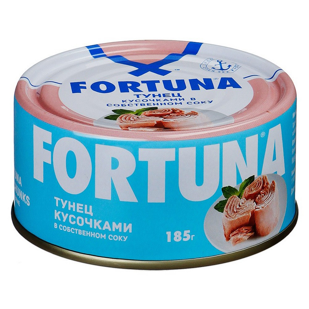 Изображение товара Тунец Fortuna натуральный кусочками 185г - качество и свежесть