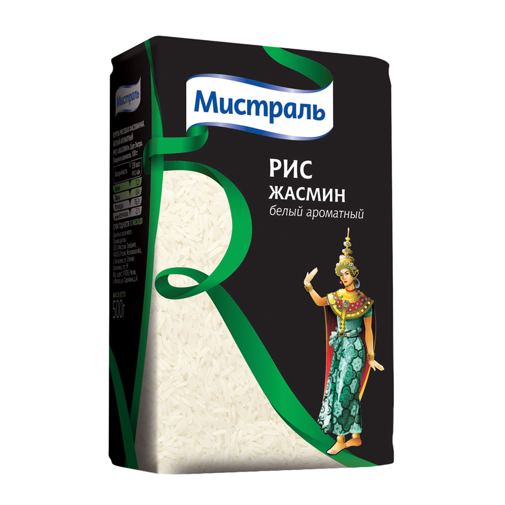 Изображение товара Рис Жасмин МИСТРАЛЬ 0. 5 кг - ароматный длиннозерный рис для восточной кухни
