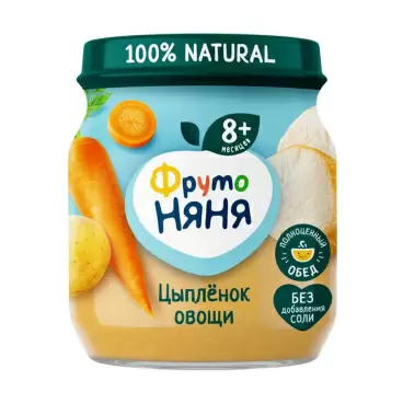 Изображение товара Пюре ФрутоНяня Цыпленок и Овощи 100г