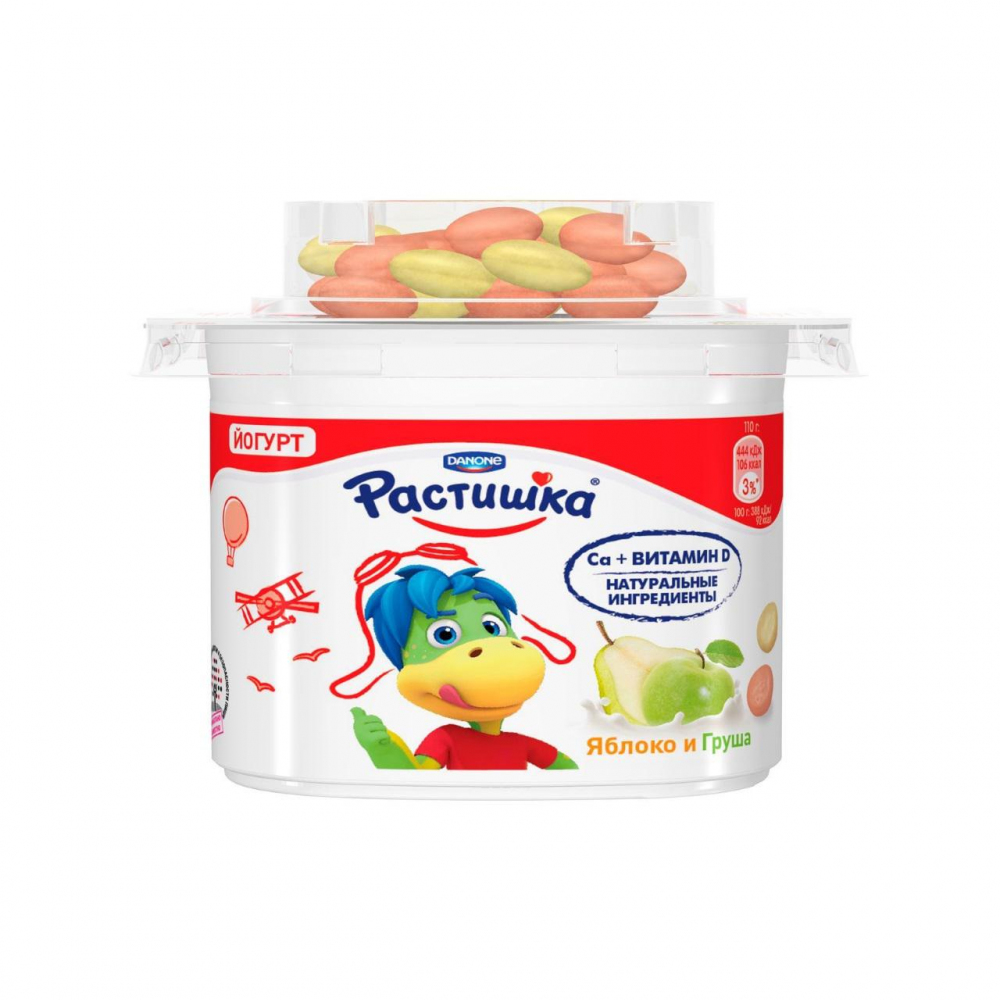 Изображение товара Йогурт Растишка Яблоко и Груша 3% 118г