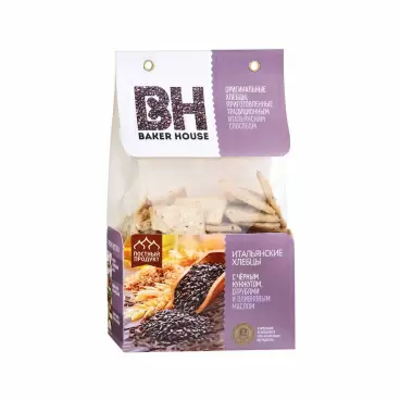 Изображение товара Хлебцы Baker House Итальянские Черный Кунжут 250г