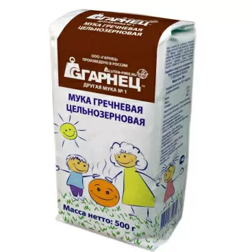 Изображение товара Мука Гречневая Гарнец Цельнозерновая без Глютена 500г
