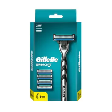 Изображение товара Станок Gillette Mach3 1 Кассета + 4 Сменные Кассеты