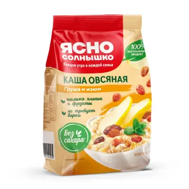 Изображение товара Каша Овсяная Ясно Солнышко Груша и Изюм 300г
