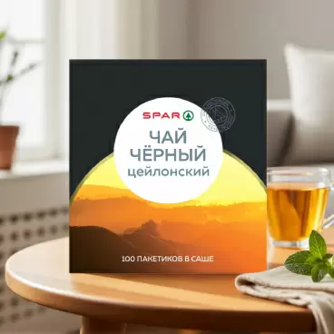 Изображение товара Чай Черный SPAR Цейлонский 100 Пакетиков