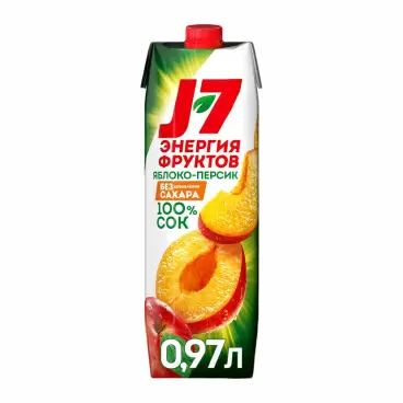 Изображение товара Сок J7 Энергия Фруктов Яблоко-Персик 0,97л